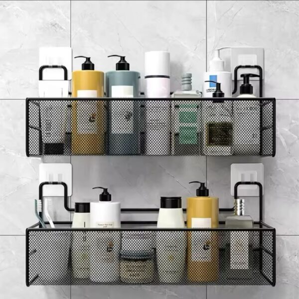 Large Mesh Bathroom Rack with Self-Adhesive Stickers