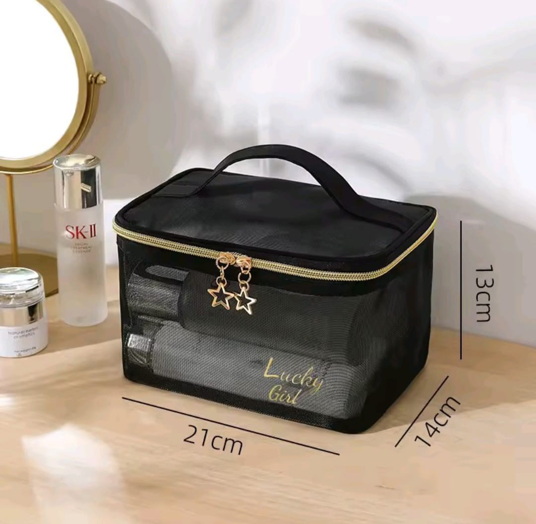 pretty Transparent Toiletry Bag – Double Zipper Cosmetic Storage - Image 5