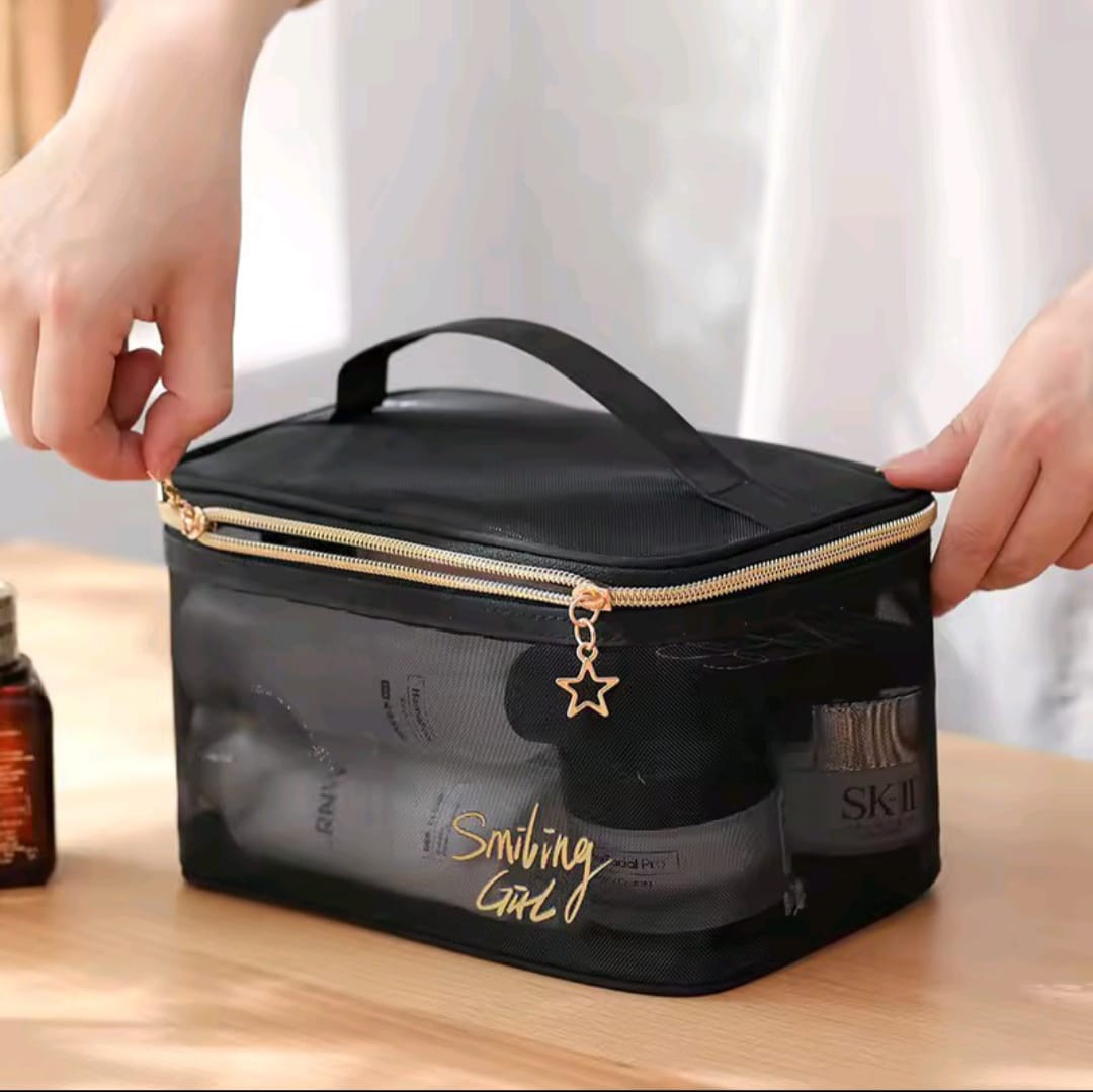 pretty2 Transparent Toiletry Bag – Double Zipper Cosmetic Storage - Image 1