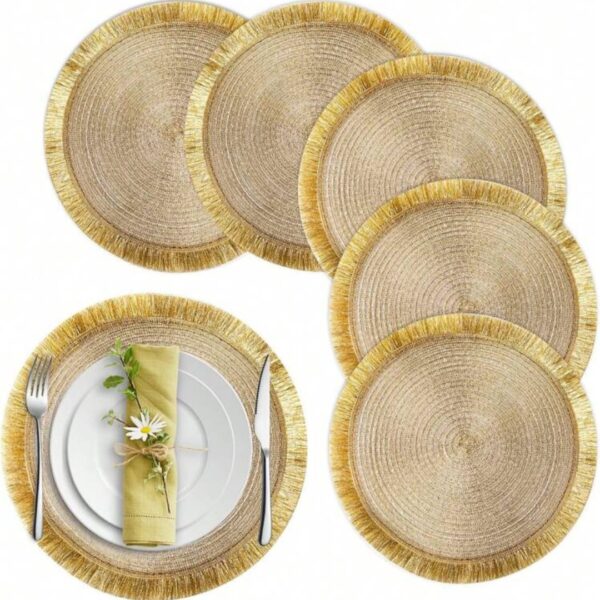 Round Shimmery Gold Placemats – Set of 6