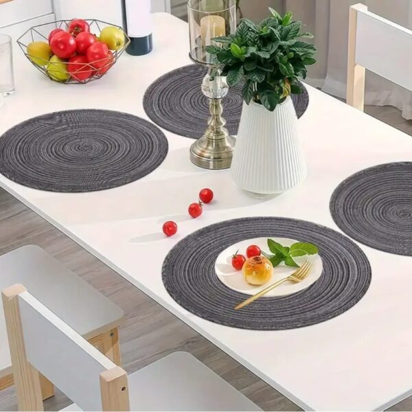 Elegant Round Woven Placemats – 6 pcs