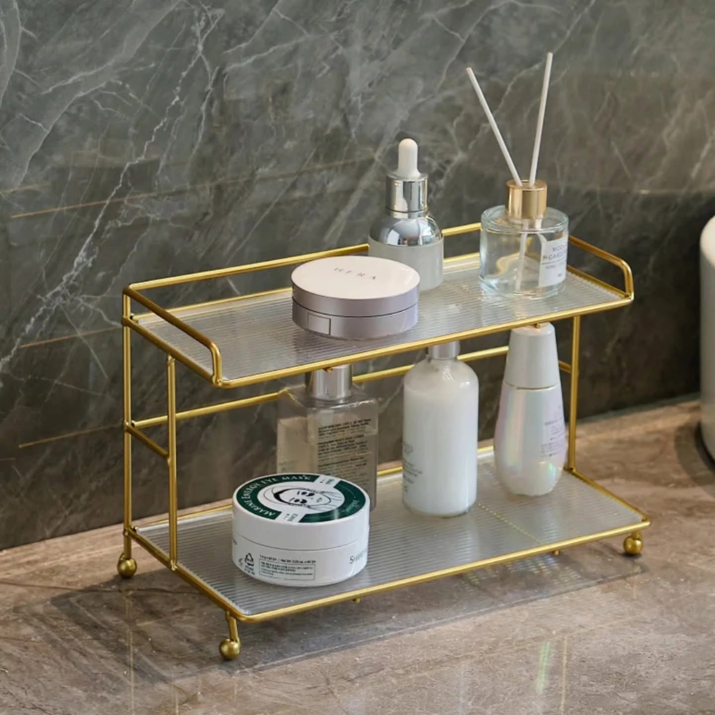 2-Tier Gold Makeup & Vanity Countertop Organizer 2-Tier Gold Makeup & Vanity Countertop Organizer