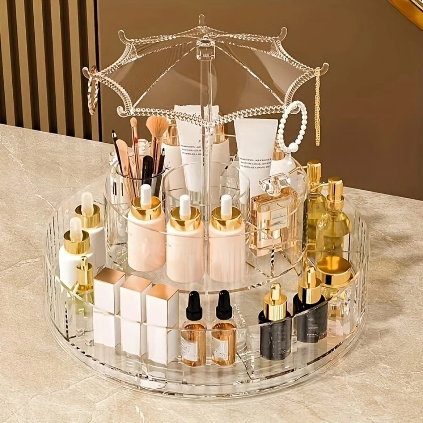 Rotating Umbrella Makeup Organizer Rotating Umbrella Makeup Organizer