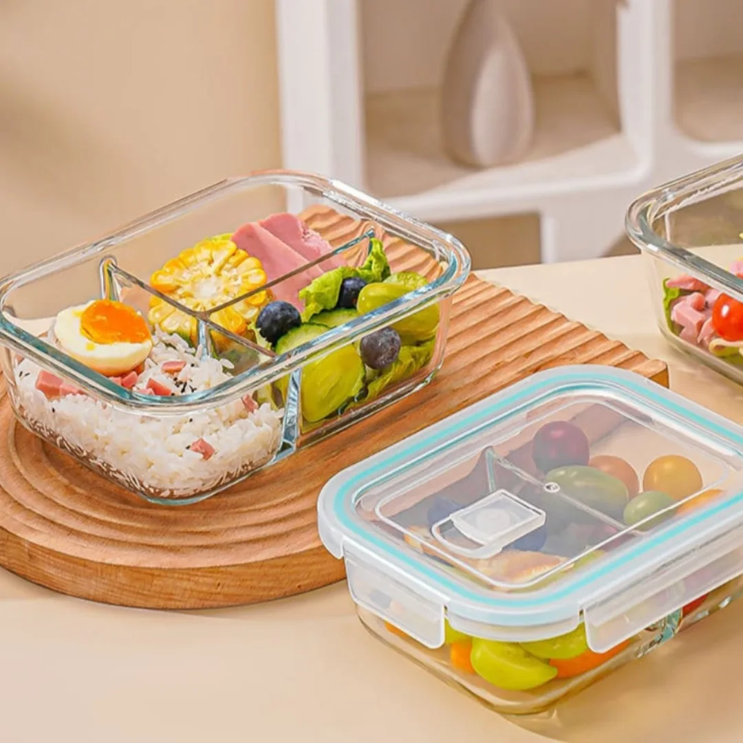 High Borosilicate Glass Partitioned Lunchbox. High Borosilicate Glass Partitioned Lunchbox.