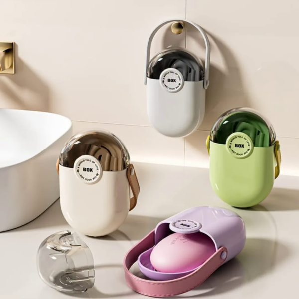 Luxury Travel Soap Dish, Airtight and Portable Soap Holder with Lid and Draining Tray