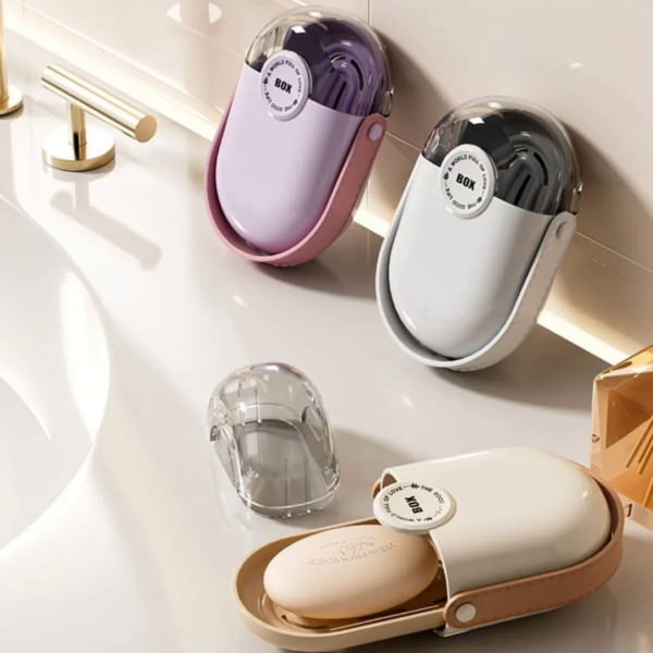 Luxury Travel Soap Dish, Airtight and Portable Soap Holder with Lid and Draining Tray