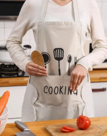 Kitchen Apron with Hand Wipe Pockets