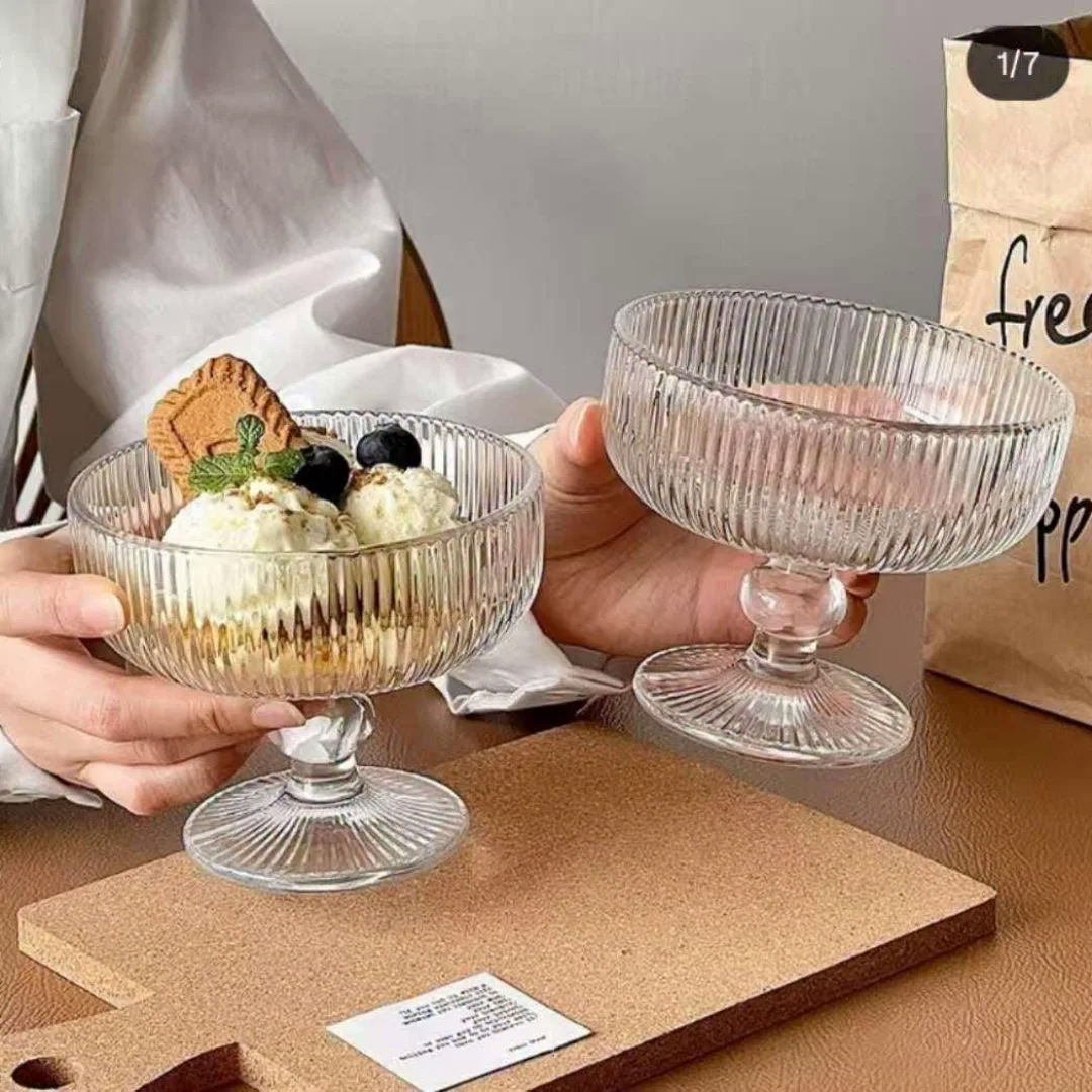 6Pcs High Borosilicate Ribbed Dessert/Ice Cream Glasses/Goblet 6Pcs High Borosilicate Ribbed Dessert/Ice Cream Glasses/Goblet