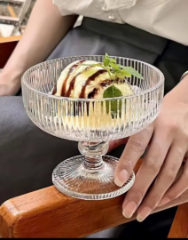 6Pcs High Borosilicate Ribbed Dessert/Ice Cream Glasses/Goblet