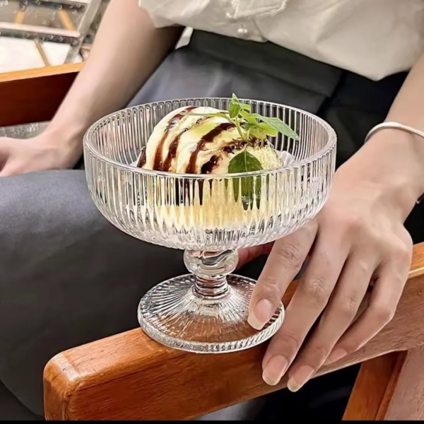 6Pcs High Borosilicate Ribbed Dessert/Ice Cream Glasses/Goblet