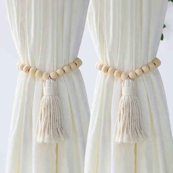 2Pcs Macrame Curtain Tiebacks with Tassel