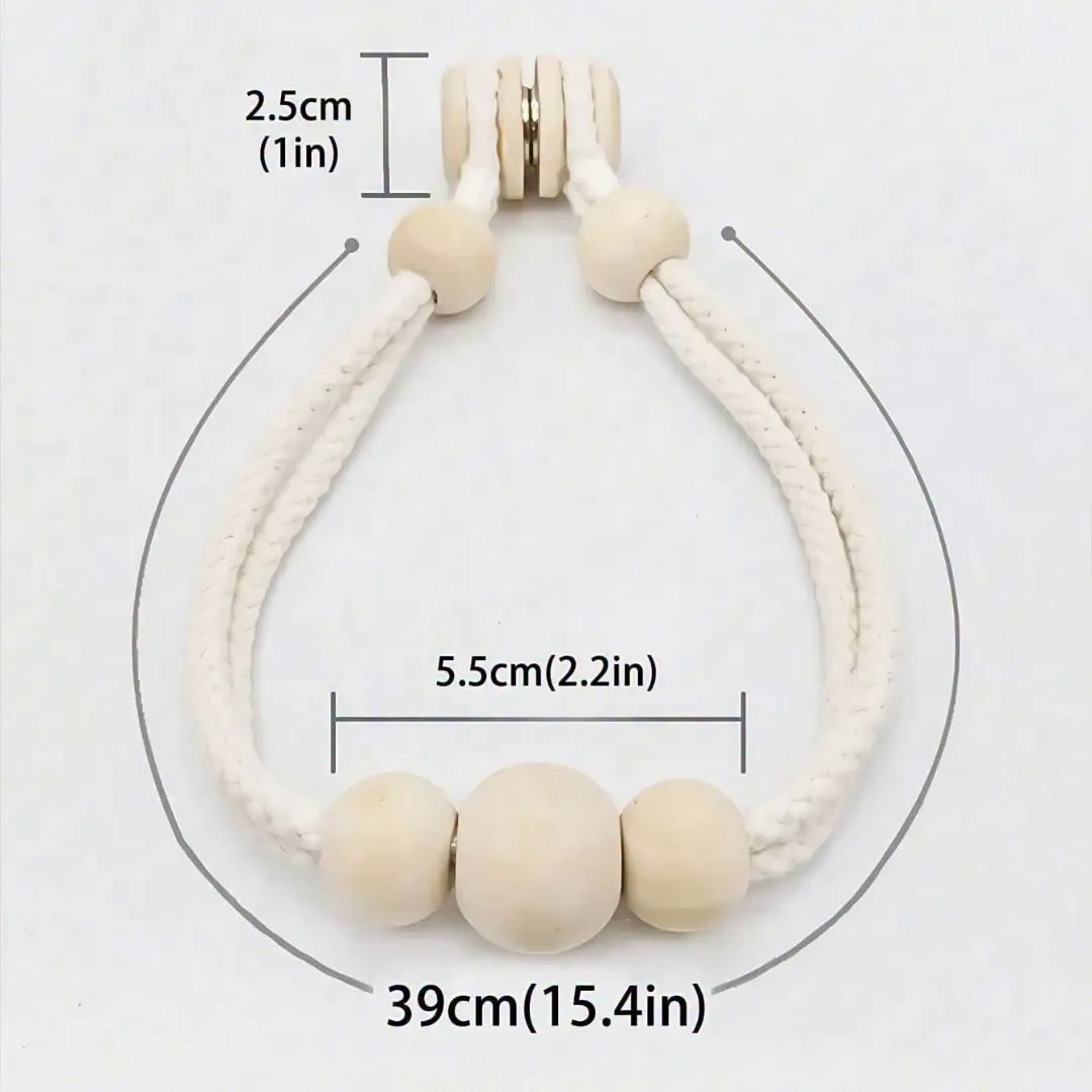 2 Pcs Magnetic Curtain Tie Backs with Wooden Beads 2 Pcs Magnetic Curtain Tie Backs with Wooden Beads