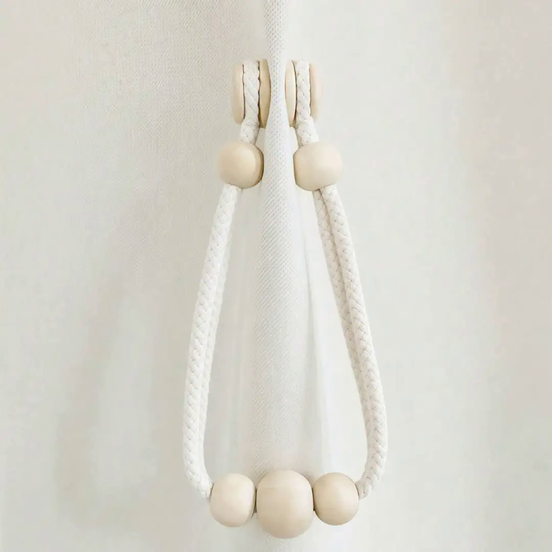 2 Pcs Magnetic Curtain Tie Backs with Wooden Beads 2 Pcs Magnetic Curtain Tie Backs with Wooden Beads