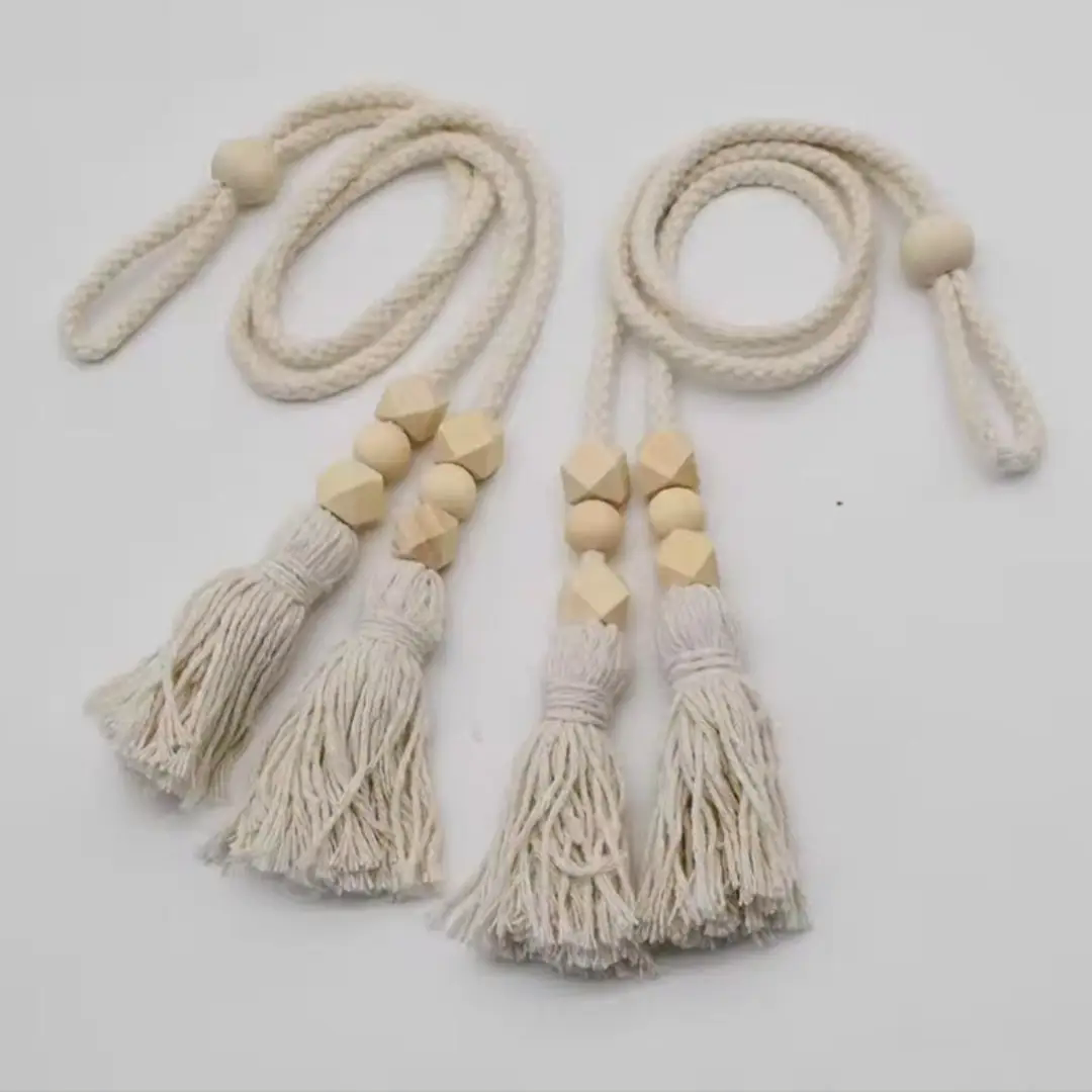 Geometric Tassel Tieback with Wooden Beads Geometric Tassel Tieback with Wooden Beads
