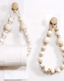 Boho Wooden Bead Toilet Paper Holder