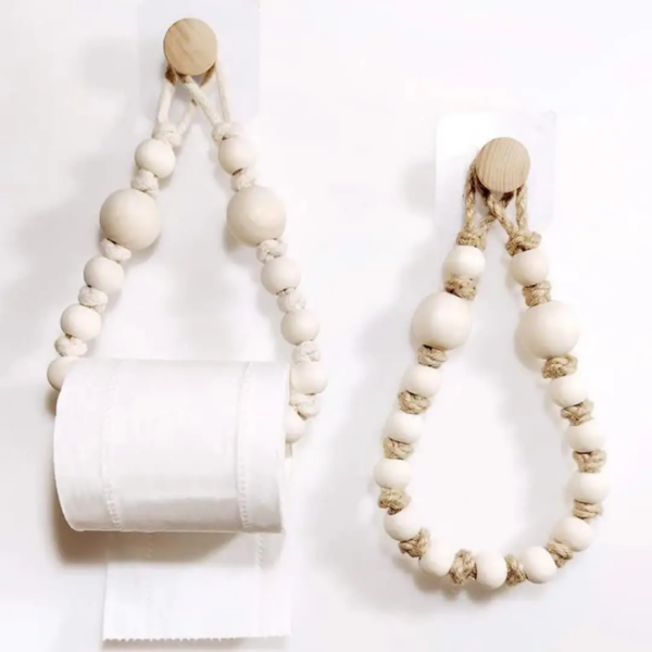 Boho Wooden Bead Toilet Paper Holder